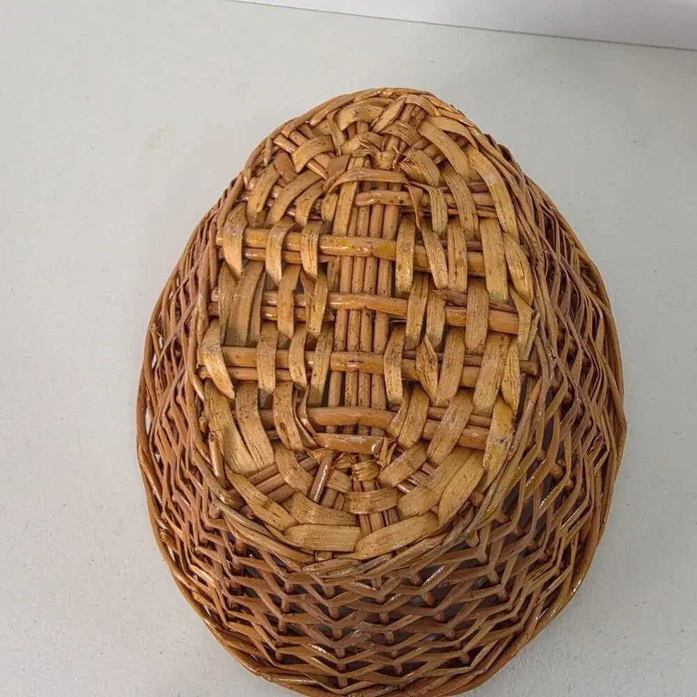 Woven Oval Basket Shallow Rustic Farmhouse Bowl Decorative Storage Natural